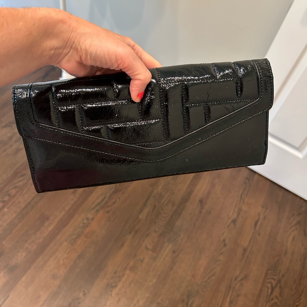 HOBO black polished clutch. Super cute!